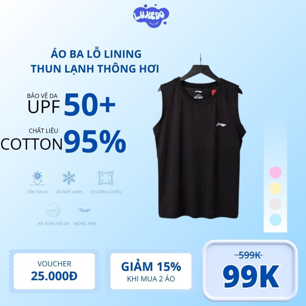 Áo Ba Lỗ Nam Lining Thể Thao Mềm Mát,Co Dãn 4 Chiều,Thoáng Khí và Thoải Mái Vận Động