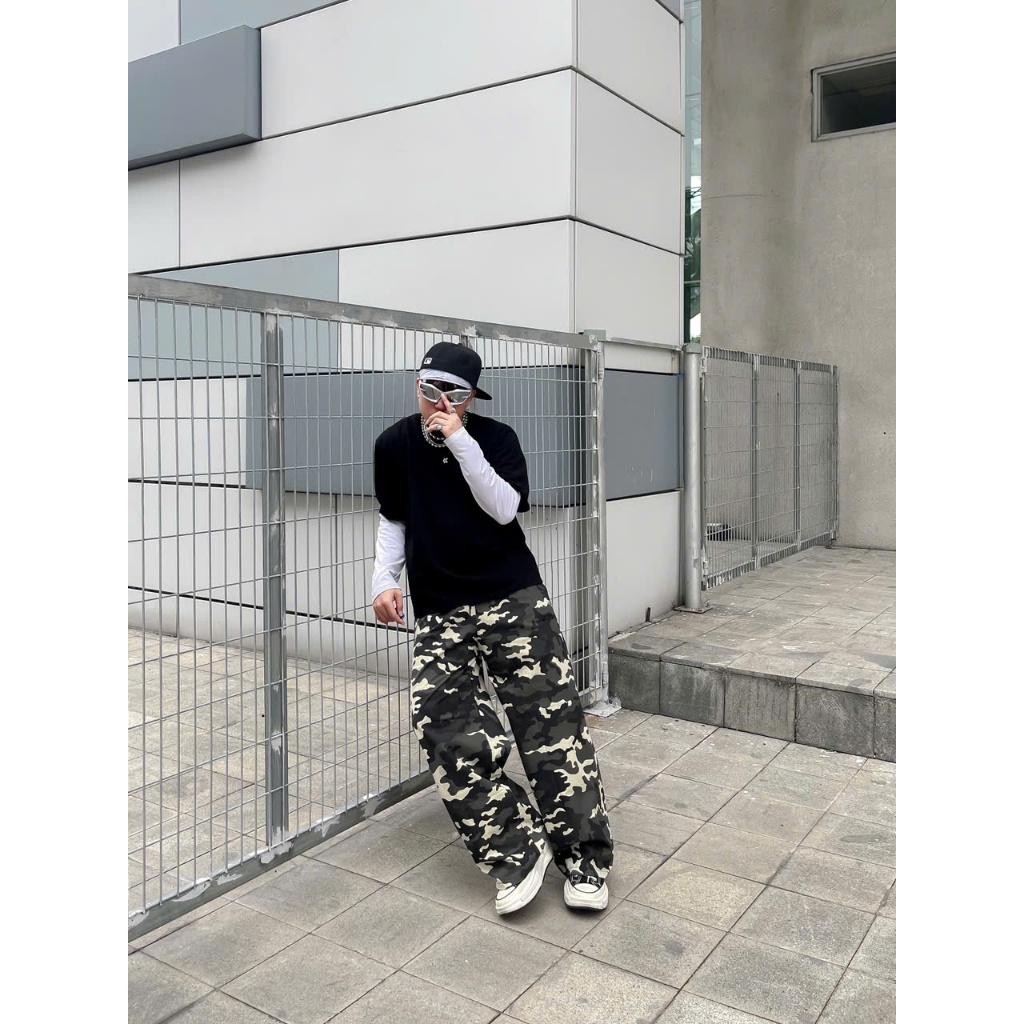 (ĐEN STUDIO) QUẦN KAKI FORM RỘNG HỌA TIẾT BEO + CAMO ĐEN STU ( Q9 ) | BigBuy360 - bigbuy360.vn