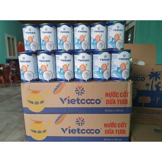  Nước cốt dừa tươi Vietcoco lon 160ml - Giá sỉ 1 thùng 30 lon 