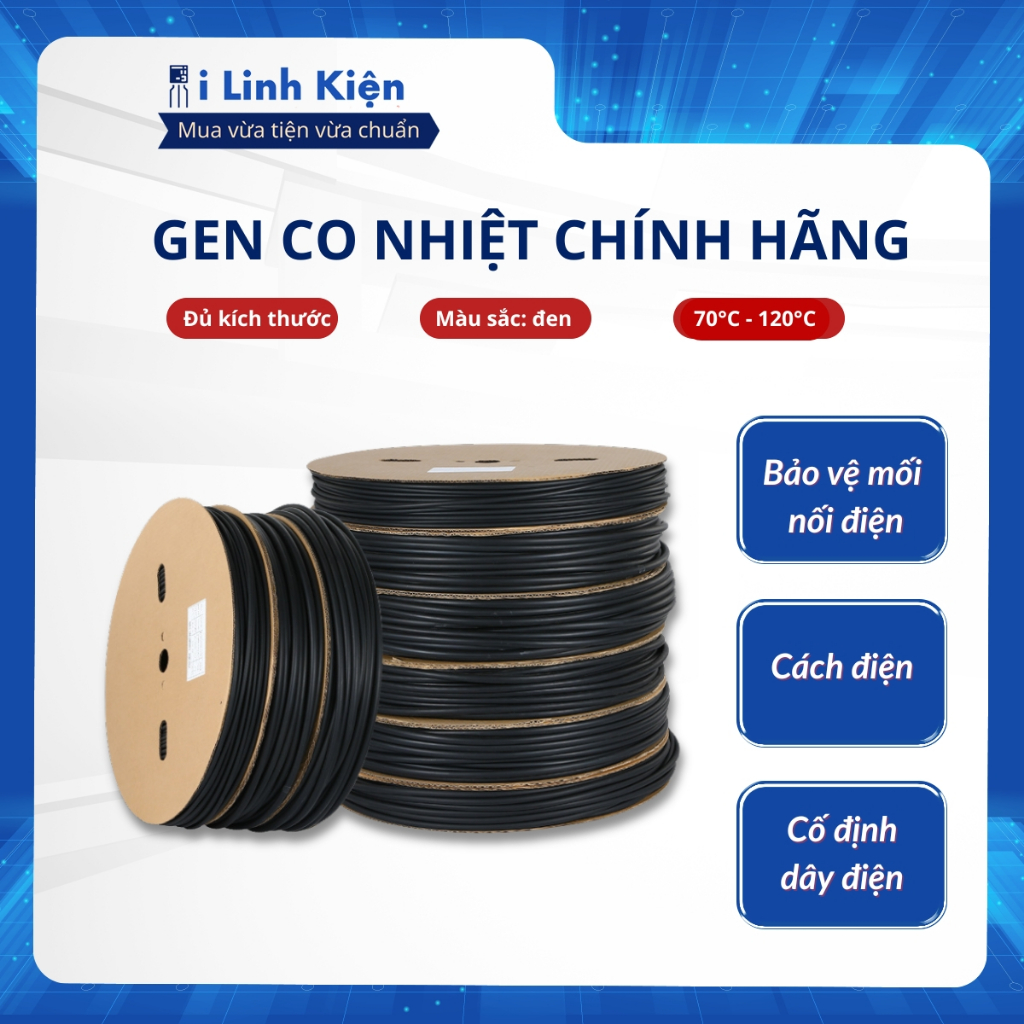 Gen co nhiệt loại nhỏ 1mm-10mm dài 3 mét chất lượng tốt.