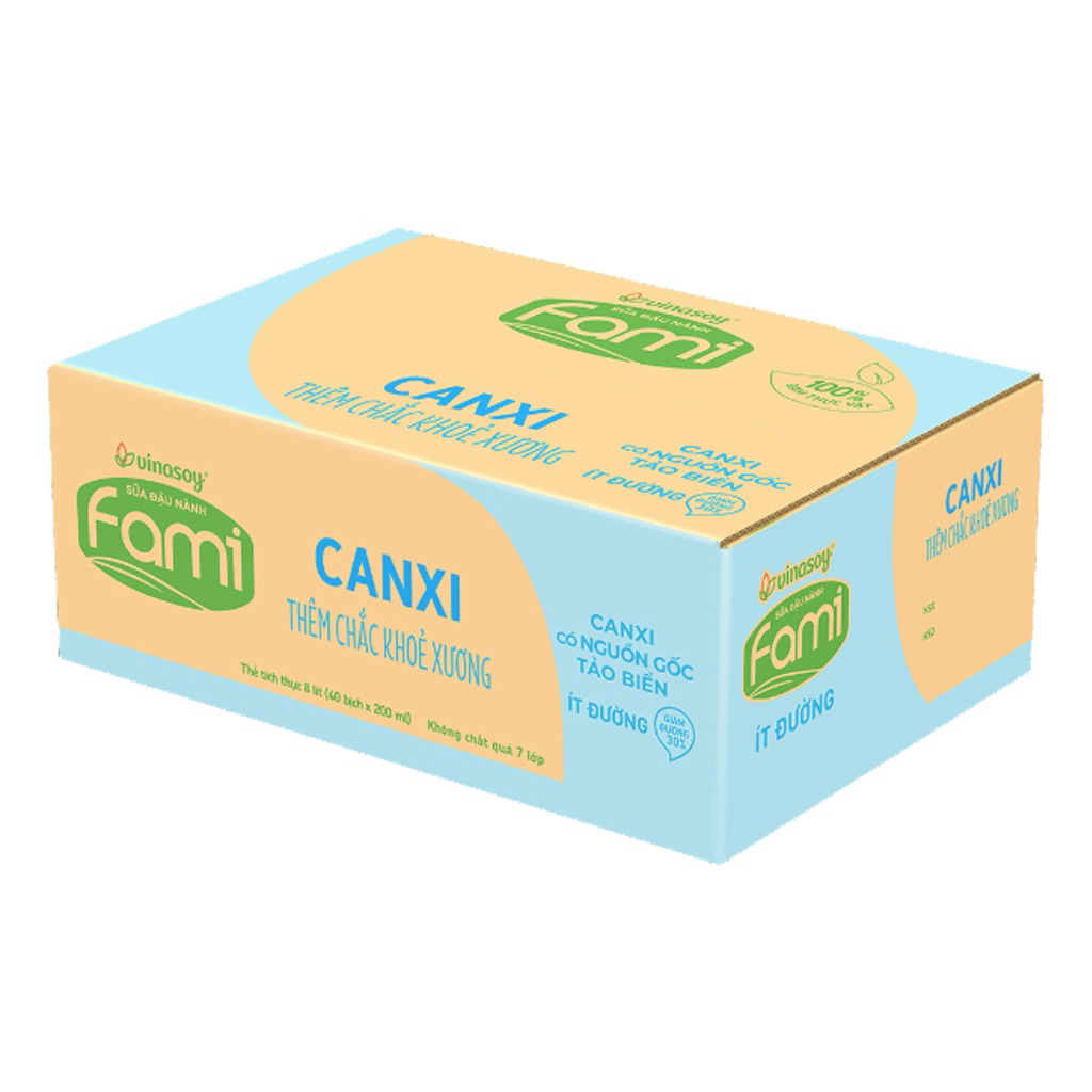 sữa đậu nành Fami Canxi ít đường túi 200ml - thùng 40 túi