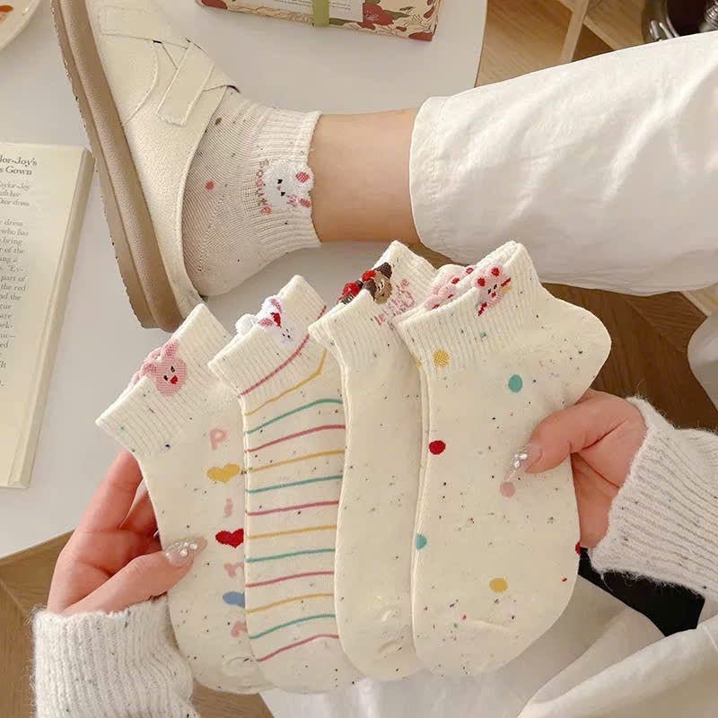 Tất,Vớ Nữ Màu Muối Tiêu Cổ Ngắn Hoạ Tiết Cún Thỏ Chấm Bi Cute Cho Nữ tt82 LILIRIA