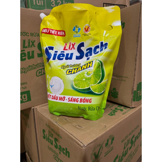 Lix Siêu Sạch Tui Nước Rửa Chén Siêu Sạch 3.2KG Ngọt Hương Chanh Loại Bỏ Vết Bẩn Cứng Đầu Tiện Lợi Dễ Sử Dụng Hàng Ngày