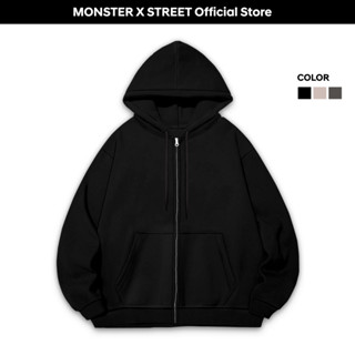 Áo Hoodie ZIP TRƠN màu Khoác Nỉ Mũ Kéo Khóa MONSTER X STREET Basic Nỉ Bông Cotton Unisex nam nữ