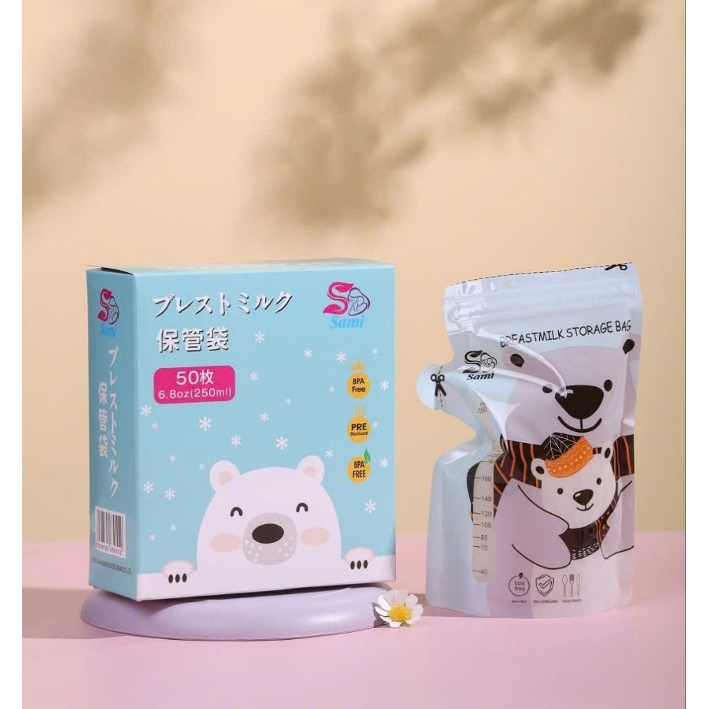 Hộp 50 Túi Trữ Sữa Sami 100ml, 150ml, 200ml, 250ml Có Vòi Rót Siêu Tiện Lợi - Mẹ Mít