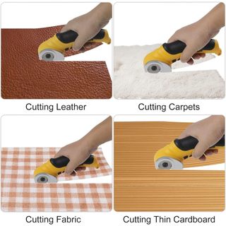 Máy cắt tấm thảm, da, nhựa PVC, bìa carton đa năng mini cầm tay dùng pin sạc, có đèn Led, không tốn sức
