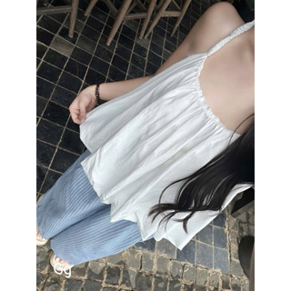 Set áo babydoll hai dây bí kèm quần ống rộng dễ thương cho nữ đi chơi đi biển hè nữ tính năng động dễ thương