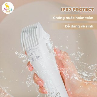 Tông đơ cắt tóc cho bé Moaz bebe MB100 có chức năng hút tóc, chống nước, bảo hành chính hãng 12 tháng