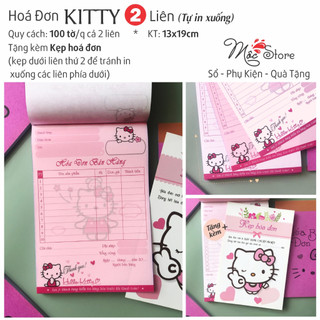 Hoá đơn KITTY - HOA SEN - Mèo Thần Tài - Totoro 2 liên loại TO (Tự in xuống)