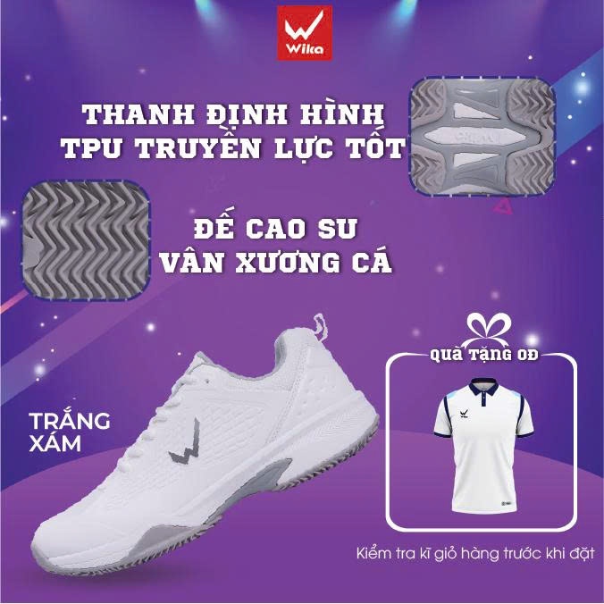Giày Pickleball Wika Vetex Nam Nữ Chính Hãng, Vải Mesh Thoáng Khí, Đệm Eva Êm Ái