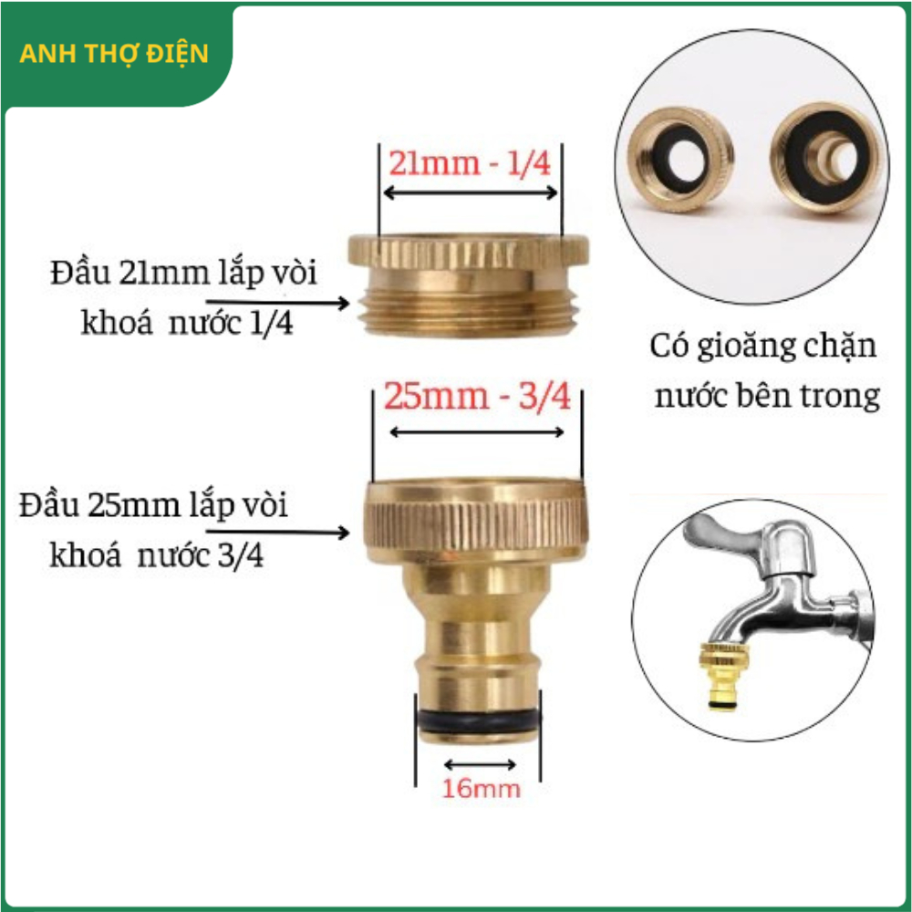 Cút đồng lắp vòi khoá nước gia đình tiện lợi (CỐC ĐỒNG LẮP VÒI 21) MÃ 004F