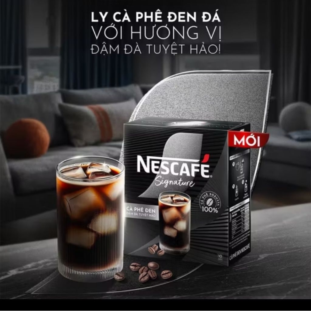 Nescafe Đen Signature Đậm Vị Thơm Ngon (10gói x 10,5gr ) DATE MỚI
