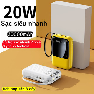  Pin Sạc Dự Phòng 20000mAh sạc nhanh pin mini dung lượng lớn có sẵn nhiều dây sạc 