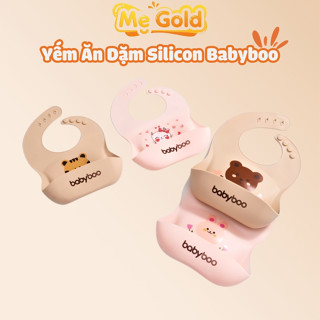 Yếm ăn dặm silicon BabyBoo cho bé có máng hứng, Yếm ăn dặm cho bé silicon có máng hứng chất liệu mềm nhẹ