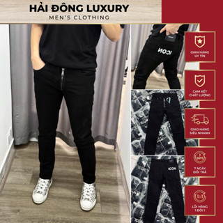 Quần Jean DSQ Đen Trơn Túi Thêu ICON Khoá Lệch Đính Kèm Tag Xanh QR Siêu Nét,Chuẩn Hàng Loại 1 Đầy Đủ Tem Mác