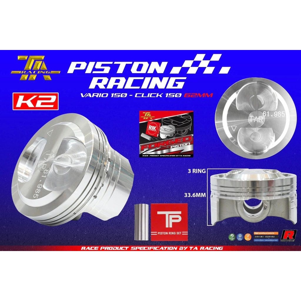 Trái piston nén FJN - TA RACING 62 dành cho Click, Vario 150