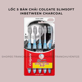 Lốc 5 bàn chải Colgate Slimsoft In Between Charcoal lông chải mềm mảnh xen sợi phủ than hoạt tính