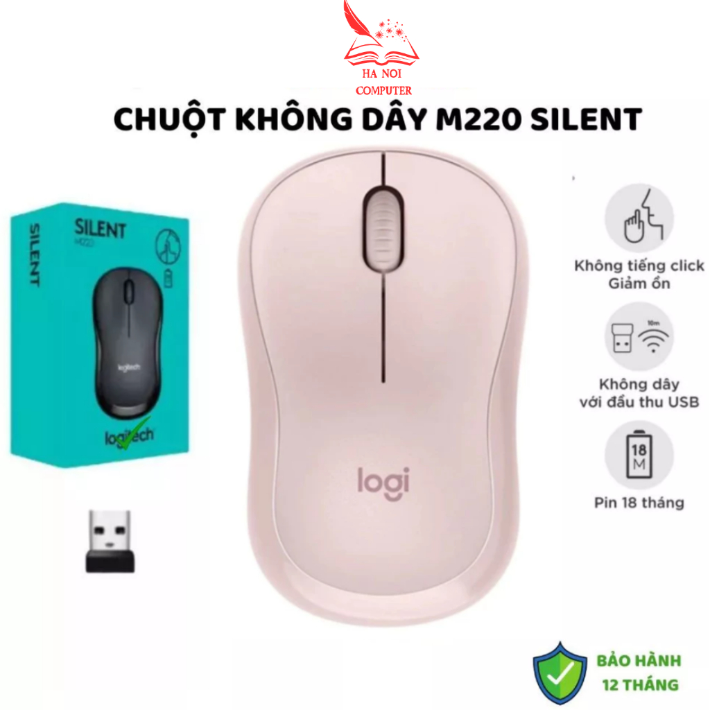 Chuột Không Dây Logitec M220 Silent Aphavin - Giảm Ồn 90%, USB, Tặng Pin, Phù Hợp PC/Laptop BH 1 Năm | BigBuy360 - bigbuy360.vn