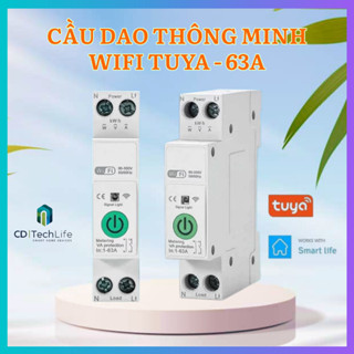 Cầu Dao Thông Minh Wifi Tuya, Aptomat 30A-63A 1P điều khiển từ xa, đo điện năng tiêu thụ, bảo vệ