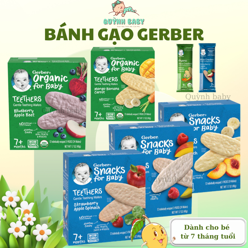 [TEM PHỤ] Bánh Gạo ăn dặm Nestle Gerber cho bé 7 tháng trở lên [CHÍNH HÃNG]