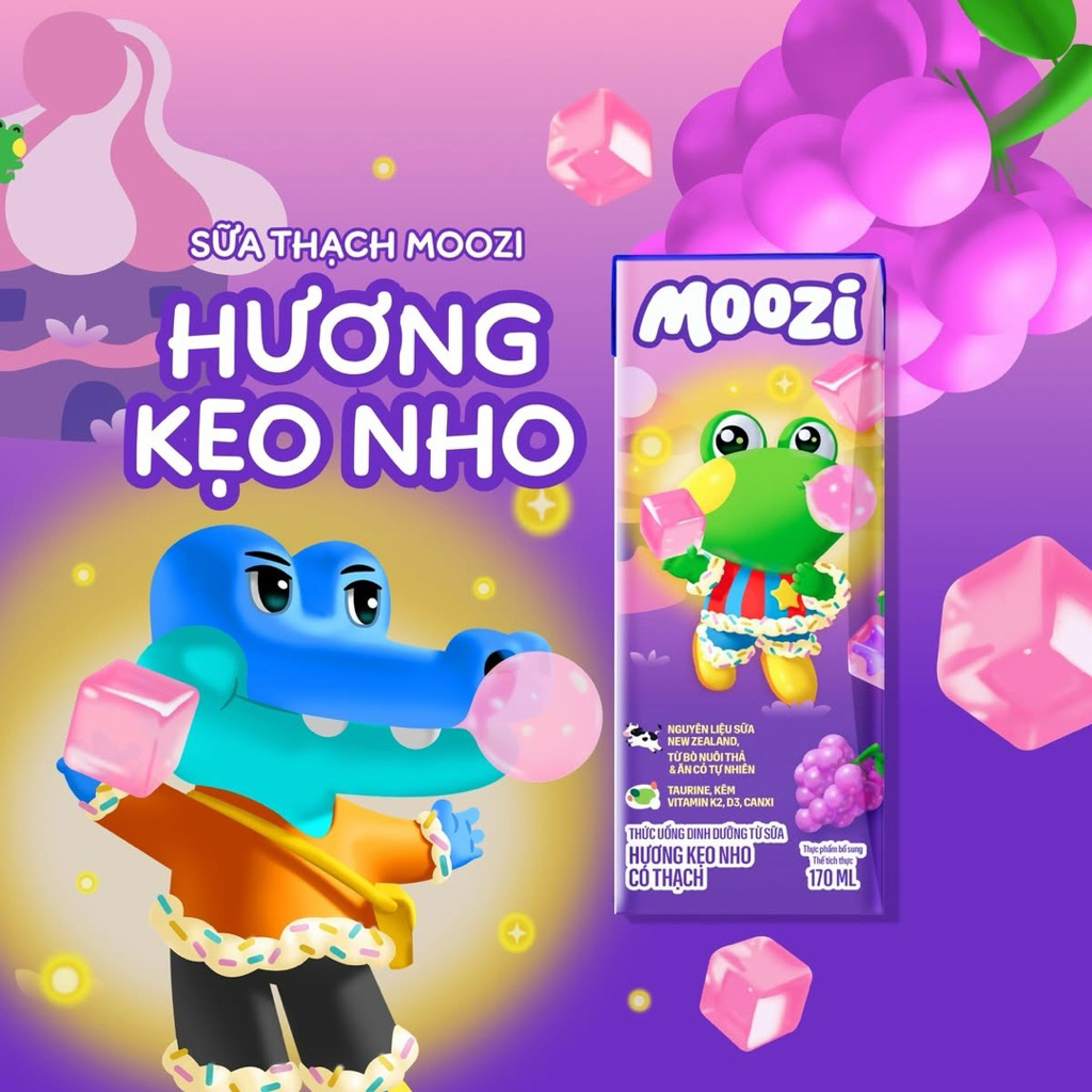 Sữa thạch Moozi hương Kẹo Nho 🍇- thức uống dinh dưỡng từ sữa hương Kẹo Nho có thạch