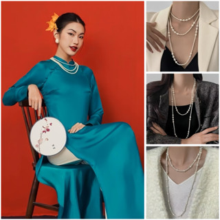  Dây chuyền ngọc trai dài nhiều lớp cao cấp phong cách sang chảnh khi chất cho nữ phối áo dài cực xinh 