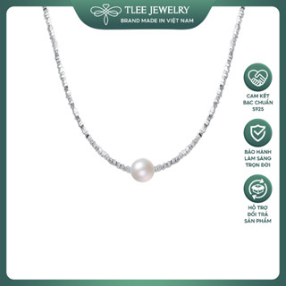 Dây chuyền bạc nữ TLEE s925 vòng cổ hạt bạc vỡ mix ngọc trai nữ tính, sang trọng TLEE JEWELRY D0411