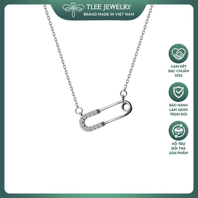 Dây chuyền bạc nữ TLEE Safety Pin mặt khóa ghim băng đính đá TLEE JEWELRY D0412