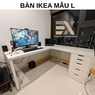 [HOẢ TỐC TP HCM] BÀN IKEA CHỮ L – Bàn làm việc góc tường, bàn học gaming hiện đại có ngăn kéo.