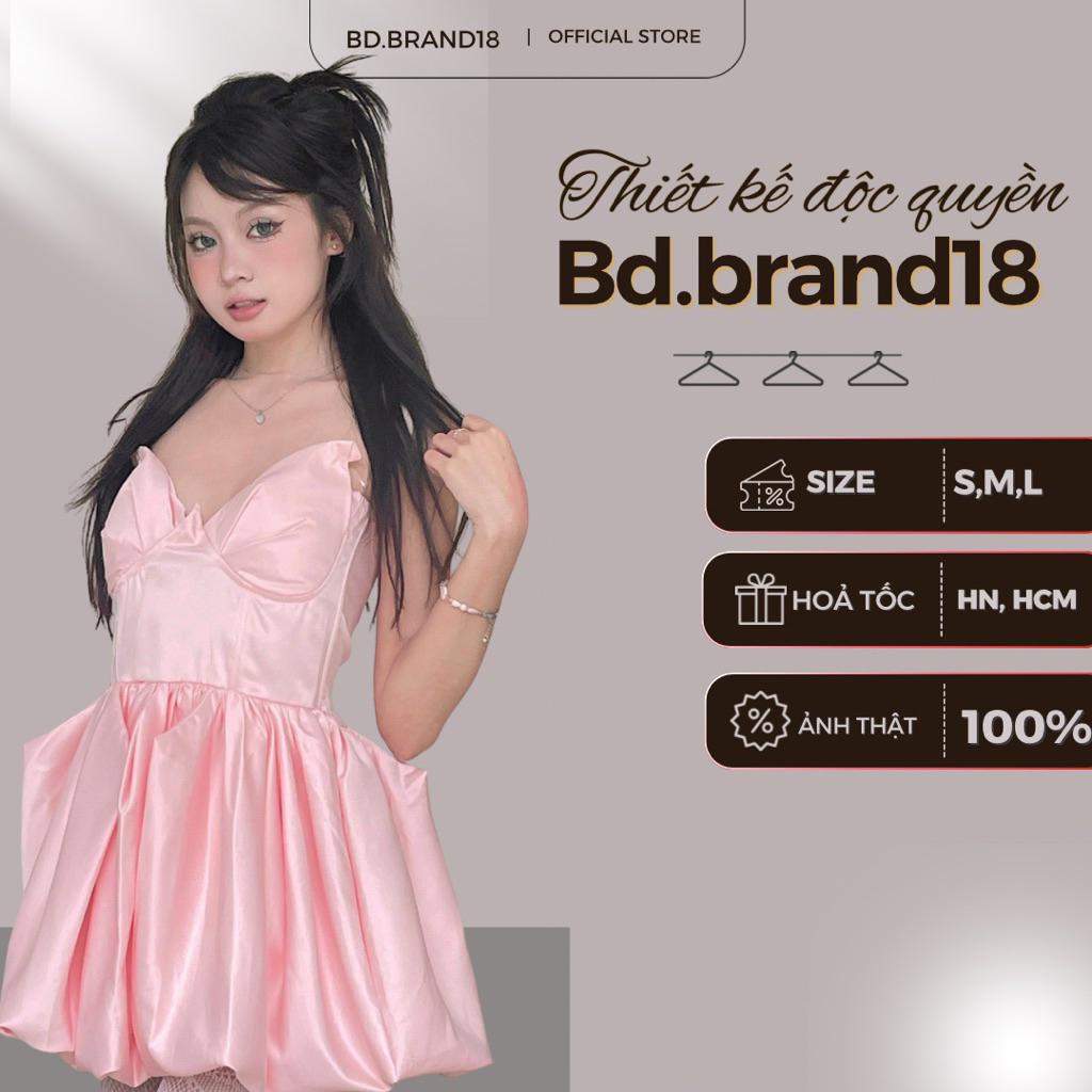 [ ẢNH THẬT][DESIGNED BY BD.BRAND18 ] ROSÉ DRESS-  VÁY CÚP NGỰC DÁNG BÍ SIÊU BỒNG STYLE ROSE BLACKPIN