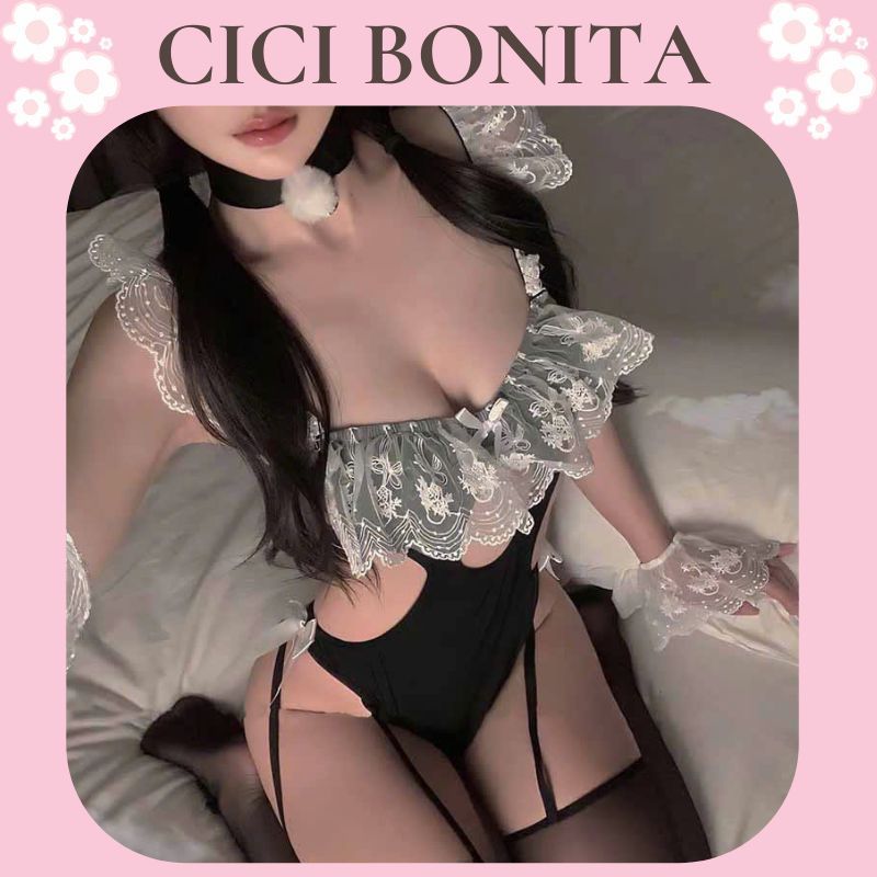 CP101 Đồ ngủ liền thân phối ren hóa trang hầu gái người hầu biki cosplay house CICI BONITA