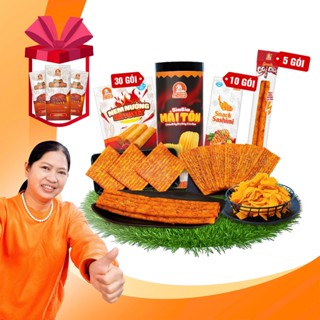 Combo NHẤTT THỐNGG: Gồm 30 gói snack nem nướng bà Tuyết + 1 hũ bimbim mái tôn + 10 gói snack bìa cat tông + 5 snack cột
