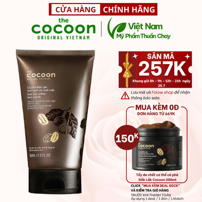 Tẩy da chết mặt cà phê Đắk Lắk Cocoon cho làn da mềm mại & rạng rỡ 150ml - Vegan