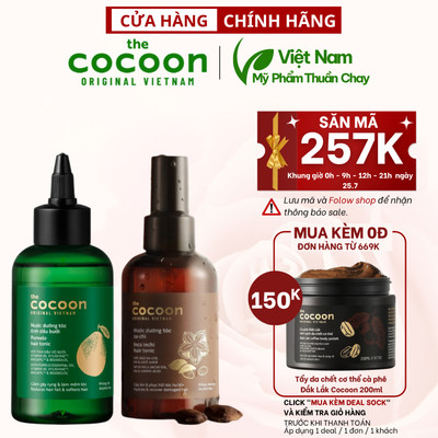 Combo hỗ trợ mọc tóc và phục hồi nước dưỡng tóc tinh dầu bưởi Cocoon 140ML BẢN MỚI + Nước xịt dưỡng tóc sachi 140ml