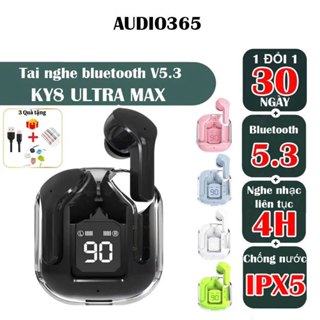 Tai nghe bluetooth KY8 Ultrapods Max cảm ứng, siêu nhỏ gọn, có mic đàm thoại, nghe nhạc cực hay - AUDIO365