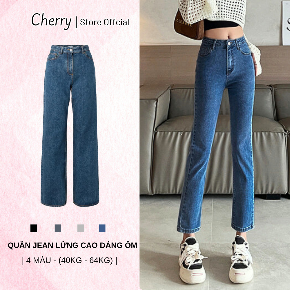 Quần Jean Nữ Ống Đứng CHERRY Dáng Lửng, Suông, Chất Jean Hàng Xuất Đẹp Có Co Giãn Nhẹ T029