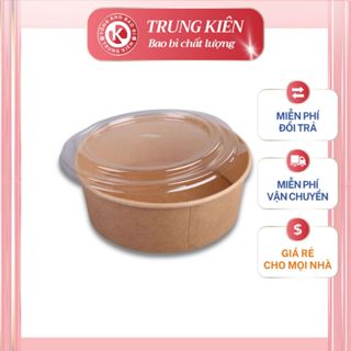 COMBO 50 Tô Giấy Kèm Nắp PET Size 750ml - 1000ml | Dùng 1 Lần, Chống Thấm, An Toàn | Bao Bì Trung Kiên