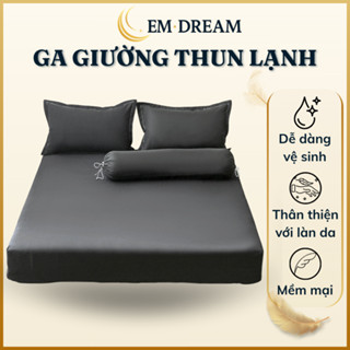 Ga Giường Thun Lạnh Emdream Mát Mịn Hàn Quốc Cao Cấp Bộ Ga Nệm Drap Thun Lạnh 4 Món Màu Trơn Co Giãn Nằm Thoáng Khí