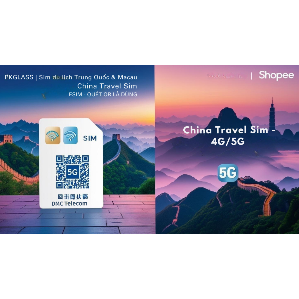 eSIM Data 7BG/10GB 5 Ngày - Du lịch Trung Quốc (5G tốc độ cao) - China Telecom Chính hãng
