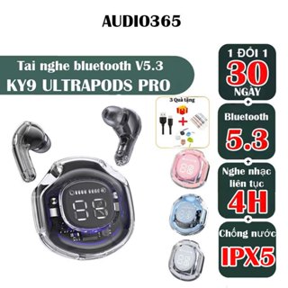 Tai nghe bluetooth KY9 Ultrapods Pro cảm ứng, bass hay, siêu nhỏ gọn, có mic đàm thoại, nghe nhạc cực hay - AUDIO365