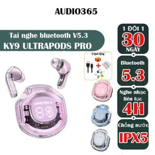 Tai nghe KY9 Ultrapods Pro không dây cảm ứng, bass hay, có mic đàm thoại, nghe nhạc cực hay - AUDIO365