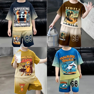 combo 4 bộ cho bé in hoạ tiết tung tung tung Sahur bé từ 9-40kg chất thun lạnh 3d mềm mát M05