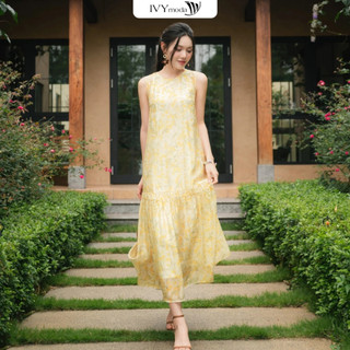  Lemon Whisper Dress – Đầm maxi hoa vàng Đầm dạo phố đi biển nữ IVY moda MS 41B0082 