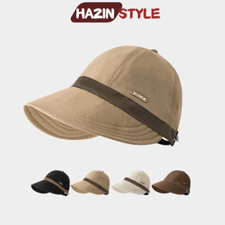  Mũ vành rộng chống nắng HAZIN chất vải kaki mũ lưỡi trai có móc đeo khẩu trang unisex thời trang phong cách Hàn Quốc 