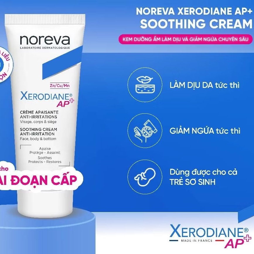 Kem dưỡng da làm dịu và cấp ẩm tức thì Noreva Xerodiane AP+ Soothing Cream 40ML Elite
