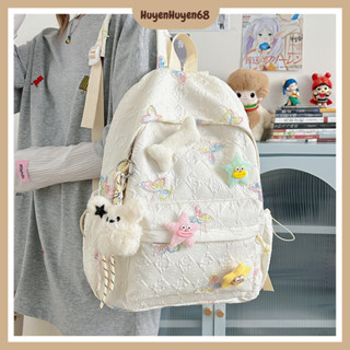 Balo học sinh sức chứa lớn họa tiết thêu dễ thương trẻ trung nhiều màu sắc phong cách Hàn Quốc H450