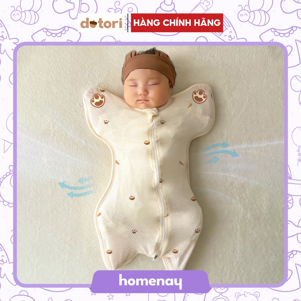 [MỚI] Nhộng Chũn Dotori 4D Airmesh Lông Vũ Hàn Quốc Có Lỗ Thoáng Khí Mềm Mịn Co Dãn Cho Bé Sơ Sinh