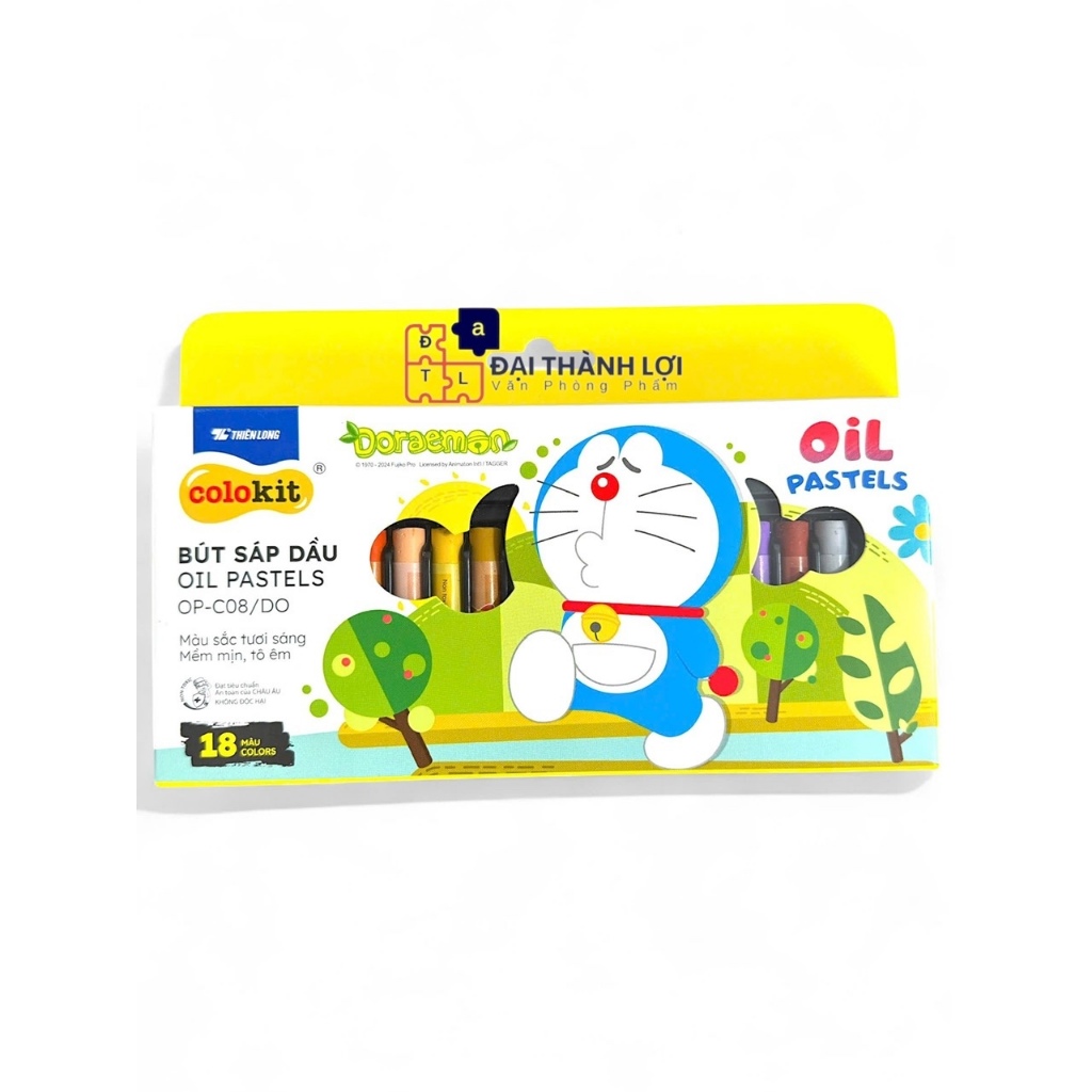 [OP-C08/DO] Bút sáp dầu màu Pastel Thiên Long Colokit Doraemon 18 màu ,OP-C08/DO,tặng kẹp chống bẩn,