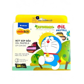  Bút sáp dầu học sinh màu Pastel Thiên Long Colokit phiên bản Doraemon OP-C09 DO 24 màu - tặng kẹp chống bẩn và chuốt sáp 