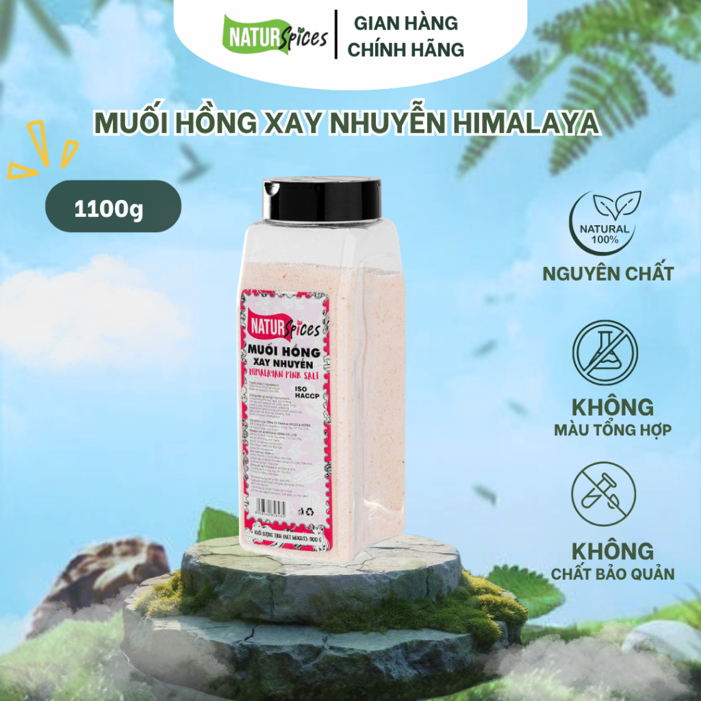 Hũ Muối Hồng Himalaya Xay 1,1kg Natur Spices | Bột Thảo Mộc - Gia Vị Natur Spices